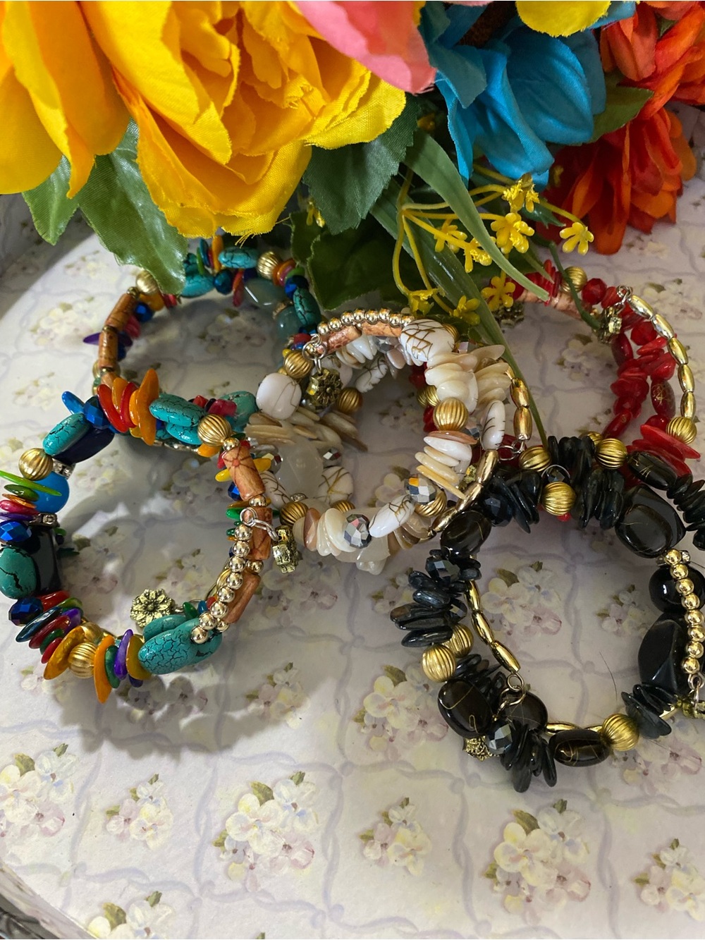 Beaded Stone Stretch Bracelets
